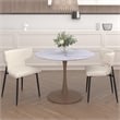Contemporary Faux Leather and Metal Dining Chair Set of 2 Beigeand Black