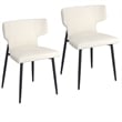 Contemporary Faux Leather and Metal Dining Chair Set of 2 Beigeand Black