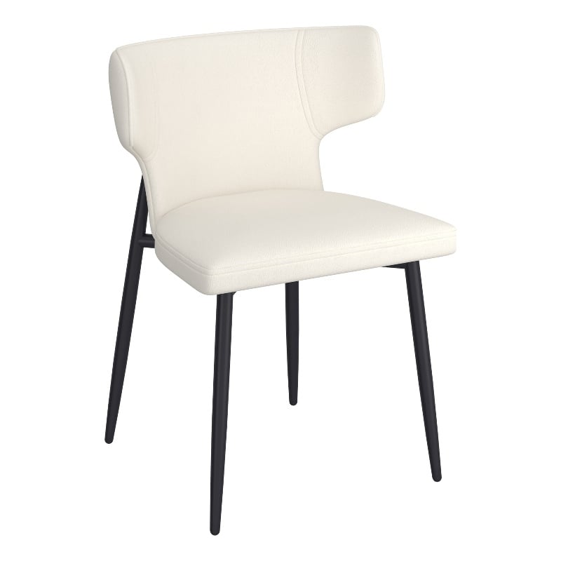 Contemporary Faux Leather and Metal Dining Chair Set of 2 Beigeand Black