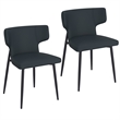 Contemporary Faux Leather and Metal Dining Chair Set of 2 Black