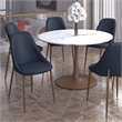 Modern Faux Leather and Metal Dining Chair Set of 2 Black and Aged Gold