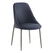 Modern Faux Leather and Metal Dining Chair Set of 2 Black and Aged Gold