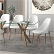 Modern Faux Leather and Metal Dining Chair Set of 2 White and Aged Gold