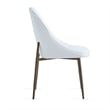 Modern Faux Leather and Metal Dining Chair Set of 2 White and Aged Gold