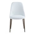 Modern Faux Leather and Metal Dining Chair Set of 2 White and Aged Gold