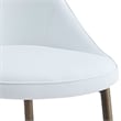 Modern Faux Leather and Metal Dining Chair Set of 2 White and Aged Gold