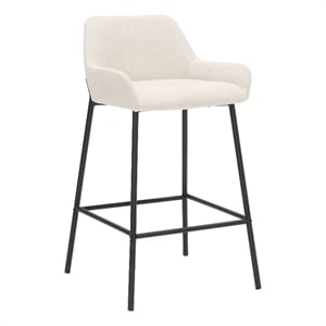 Modern Fabric and Metal 26&quot Counter Stool Set of 2 Beigeand Black