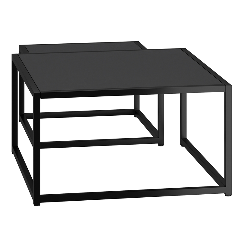 Inspire Contemporary Metal and Glass and MDF Console Table Black