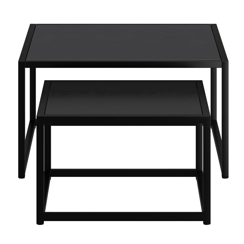 Inspire Contemporary Metal and Glass and MDF Console Table Black