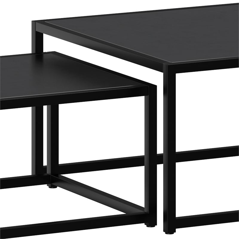 Inspire Contemporary Metal and Glass and MDF Console Table Black