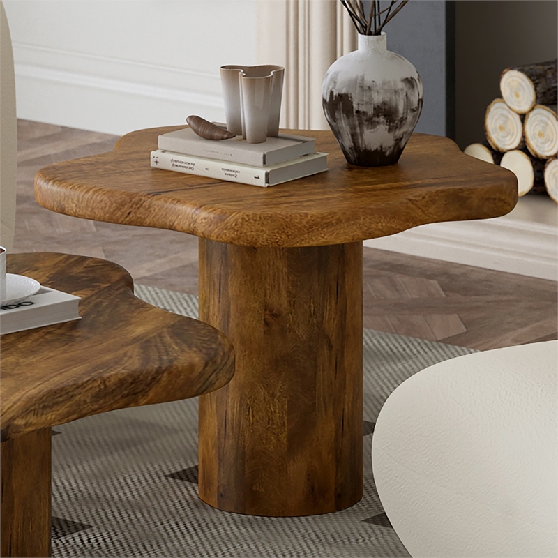 Inspire MidCentury Modern Solid Wood Large Coffee Table Walnut