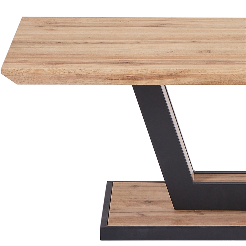 Inspire Modern MDF Metal Rectangular Coffee Table Natural Black