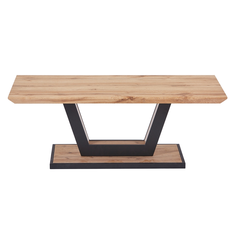 Inspire Modern MDF Metal Rectangular Coffee Table Natural Black