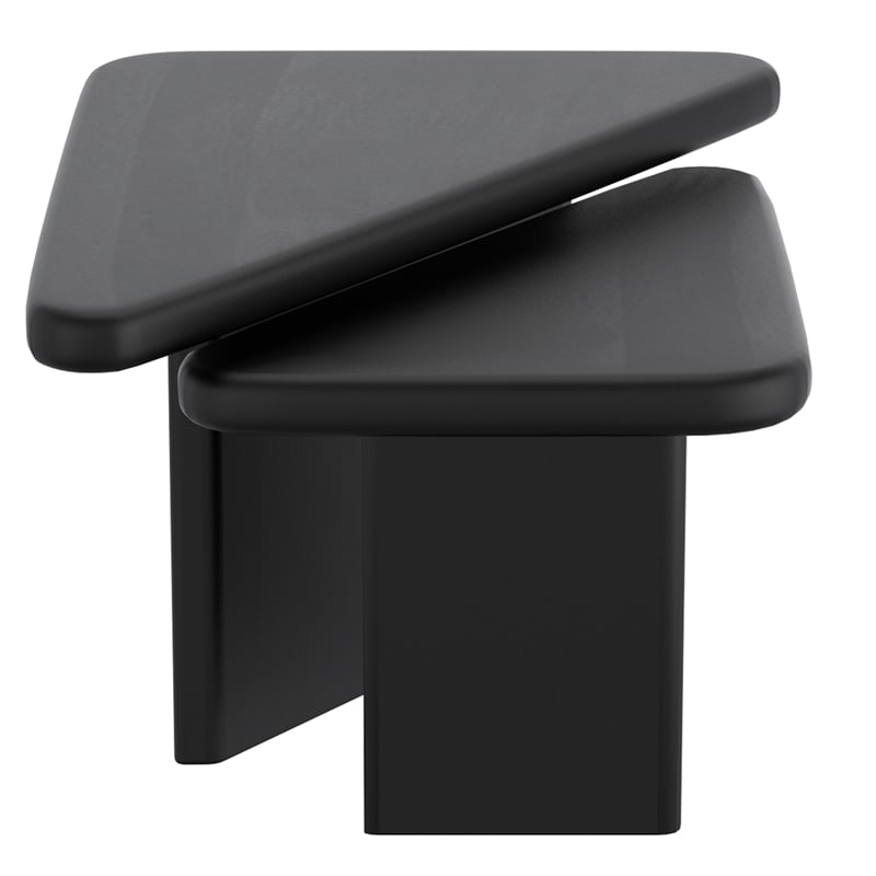 Inspire MidCentury Modern Solid Wood 2pc Coffee Table Set Black