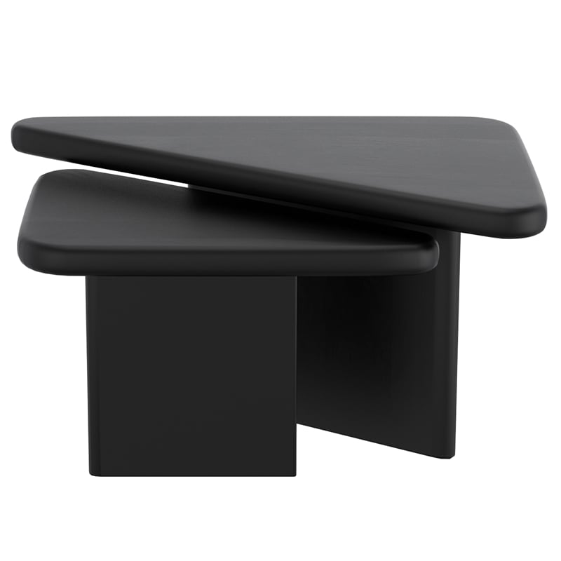 Inspire MidCentury Modern Solid Wood 2pc Coffee Table Set Black