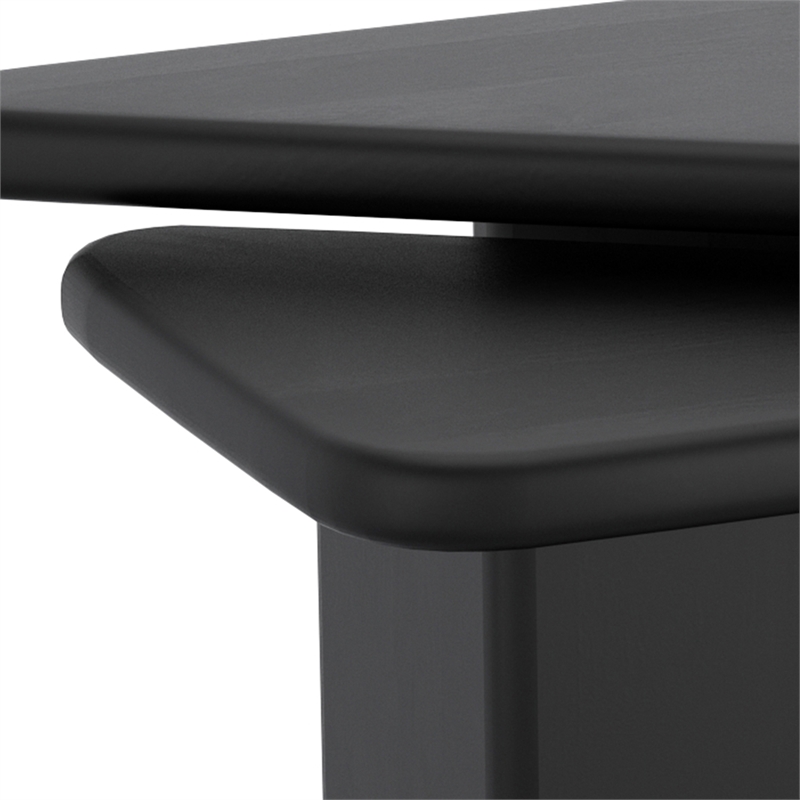 Inspire MidCentury Modern Solid Wood 2pc Coffee Table Set Black