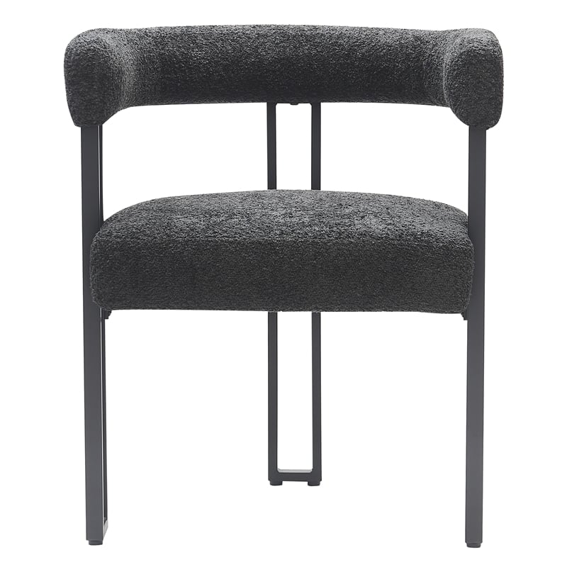 Inspire Contemporary Boucle Fabric Dining Chair Set of 2 Charcoal Black