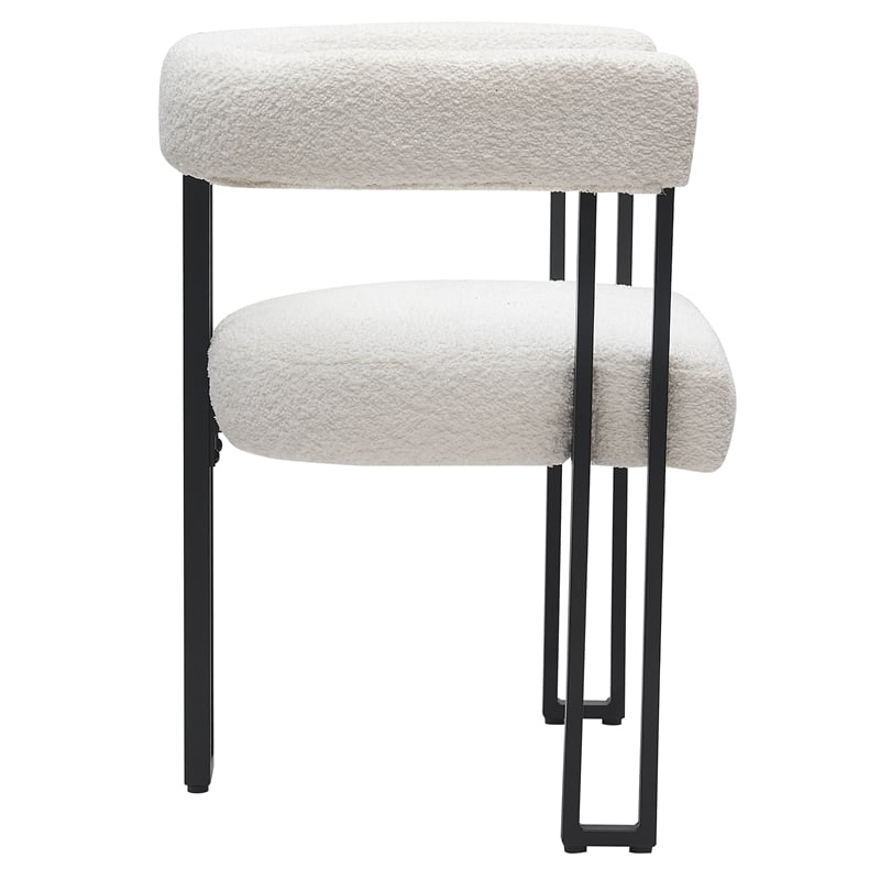 Inspire Contemporary Boucle Fabric Dining Chair Set of 2 Ivory Black