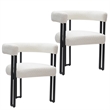 Inspire Contemporary Boucle Fabric Dining Chair Set of 2 Ivory Black