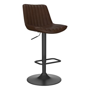 Inspire Faux Leather and Metal Adjustable AirLift Stool Set of 2 Brown and Black