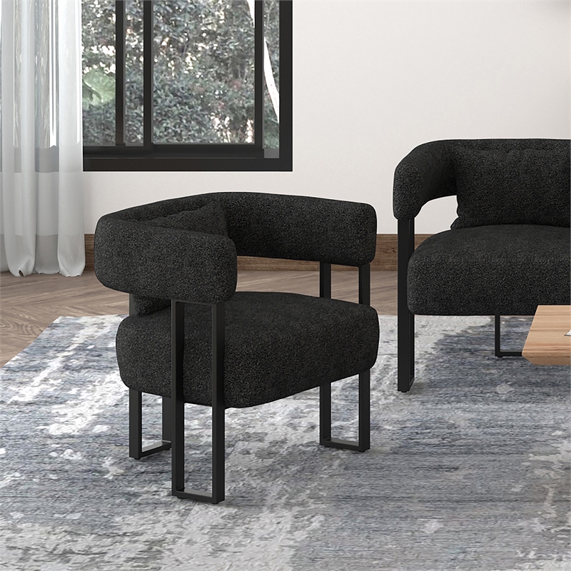 Inspire Contemporary Boucle Fabric Accent Chair Charcoal Black