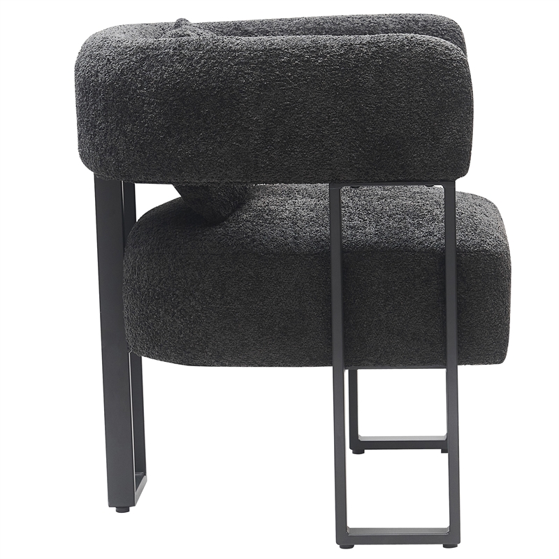 Inspire Contemporary Boucle Fabric Accent Chair Charcoal Black