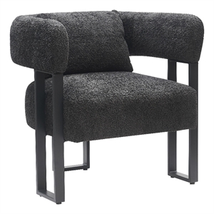 Inspire Contemporary Boucle Fabric Accent Chair Charcoal Black