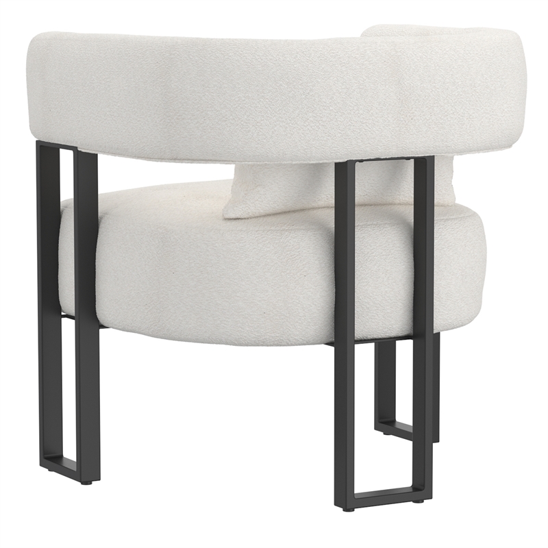 Inspire Contemporary Boucle Fabric Accent Chair Ivory Black