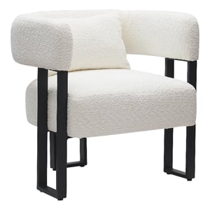 Inspire Contemporary Boucle Fabric Accent Chair Ivory Black