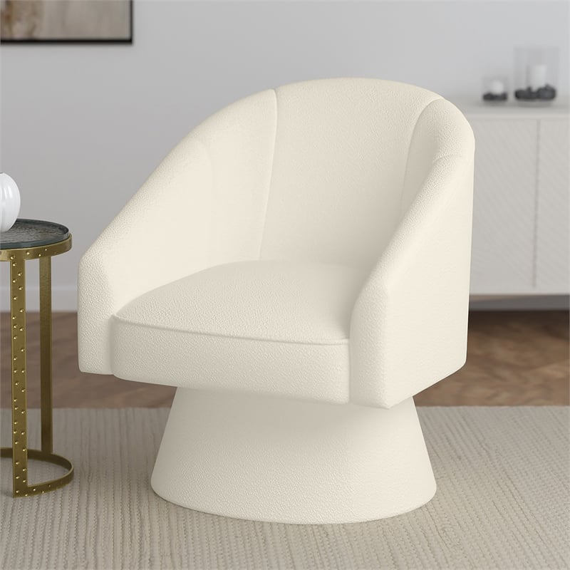 inspire modern boucle fabric accent chair ivory