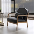 Inspire MidCentury Modern Faux Leather Solid Wood Accent Chair Black Walnut