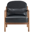 Inspire MidCentury Modern Faux Leather Solid Wood Accent Chair Black Walnut