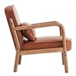 Inspire MidCentury Modern Faux Leather Solid Wood Accent Chair Saddle Walnut