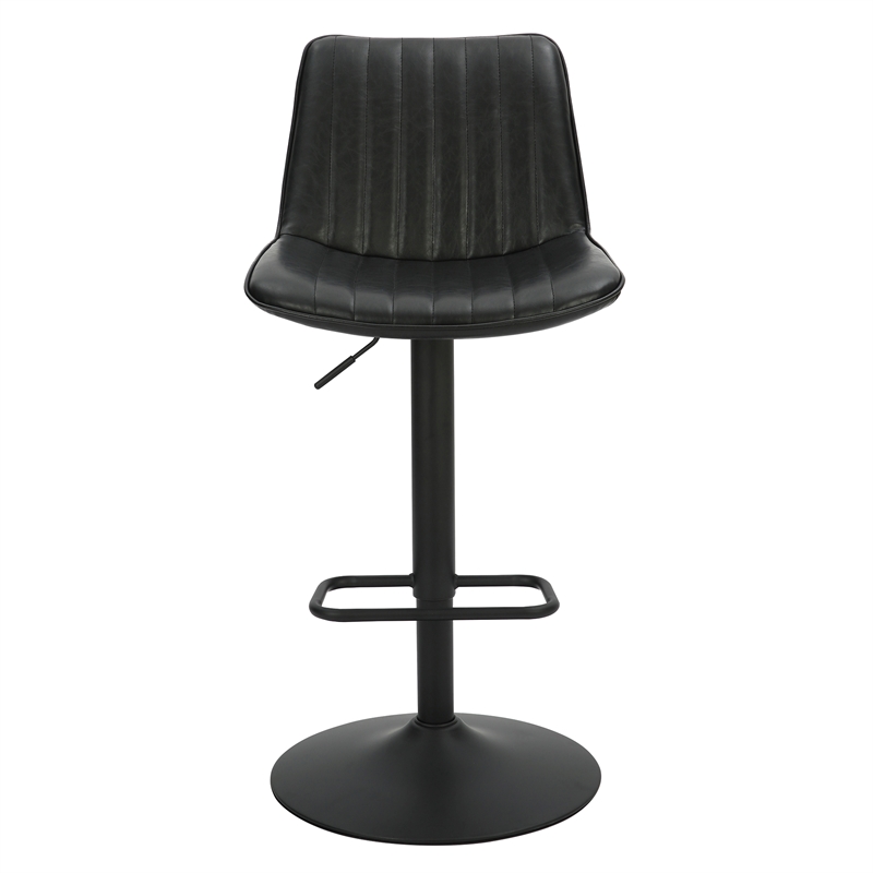 Inspire Contemporary Faux Leather Metal Adjustable AirLift Stool Set of 2 Black