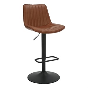 Inspire Faux Leather Metal Adjustable AirLift Stool Set of 2 Saddle Black