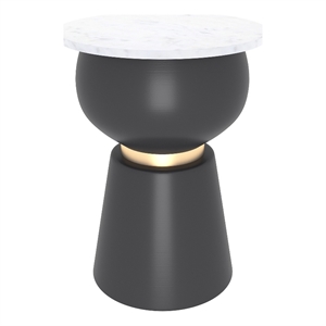 Inspire Modern Marble Metal Accent Table Black White Gold