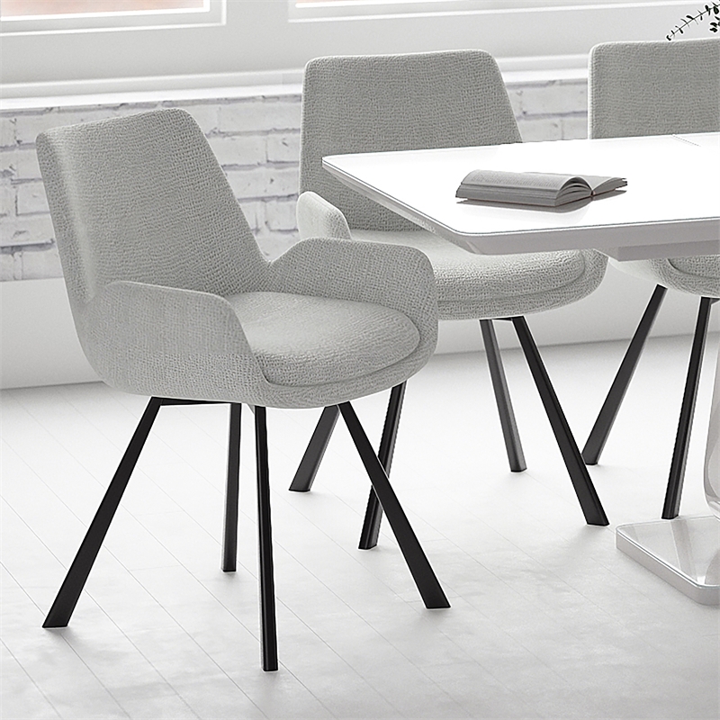 Inspire Modern Fabric Metal Swivel Dining Chair Set of 2 Grey Black