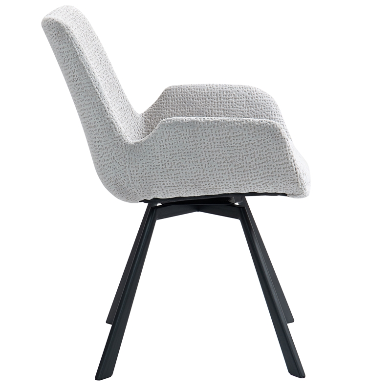 Inspire Modern Fabric Metal Swivel Dining Chair Set of 2 Grey Black