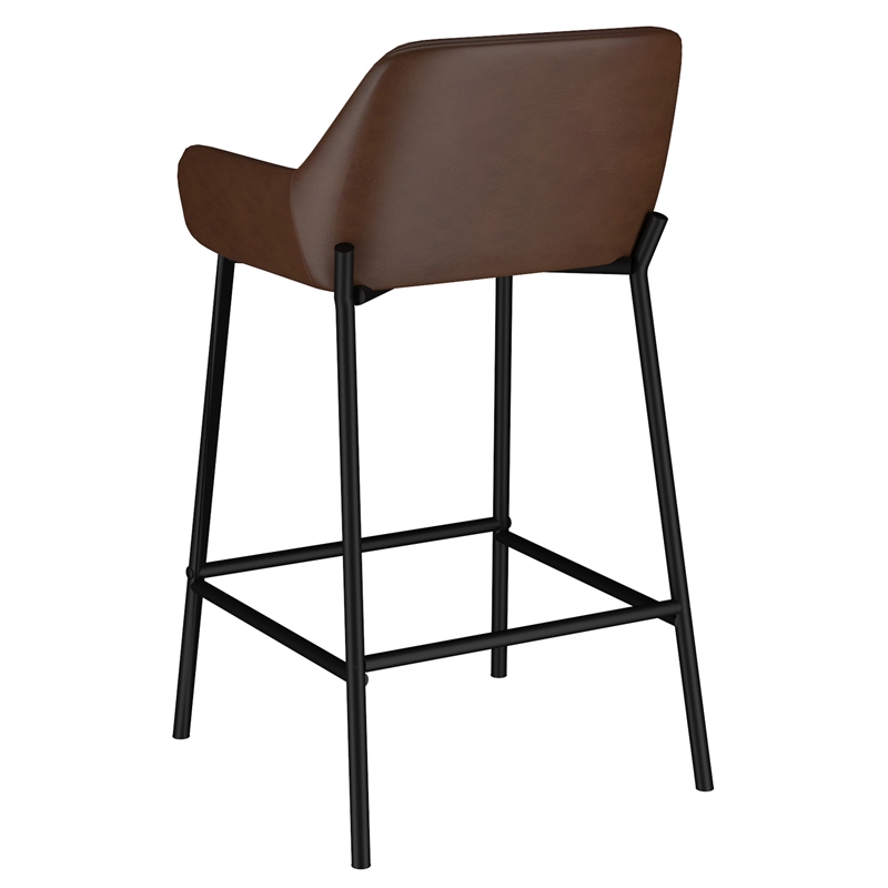 Inspire Modern Faux Leather Metal 26 Inche Counter Stool Set of 2 Brown Black
