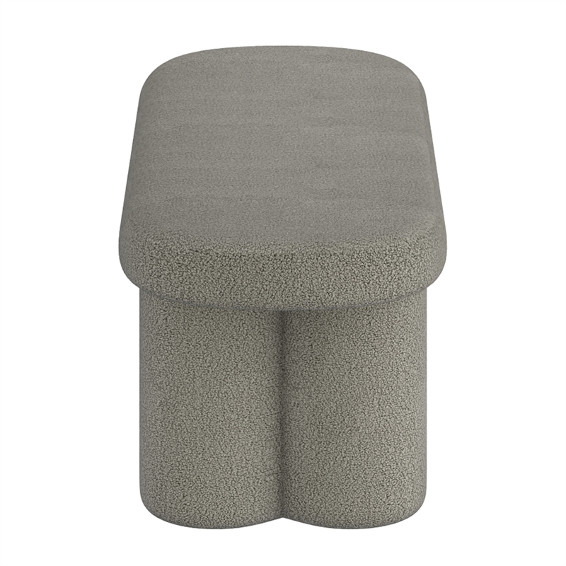 Inspire Modern Boucle Fabric Oval Bench Grey
