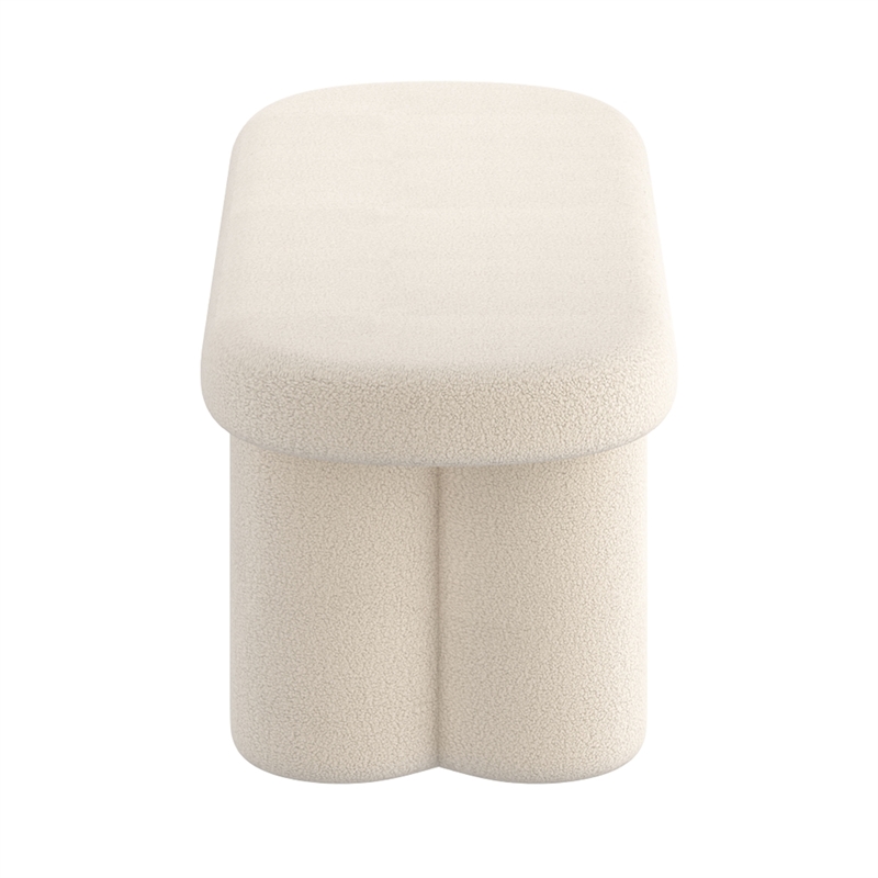 Inspire Modern Boucle Fabric Oval Bench Cream