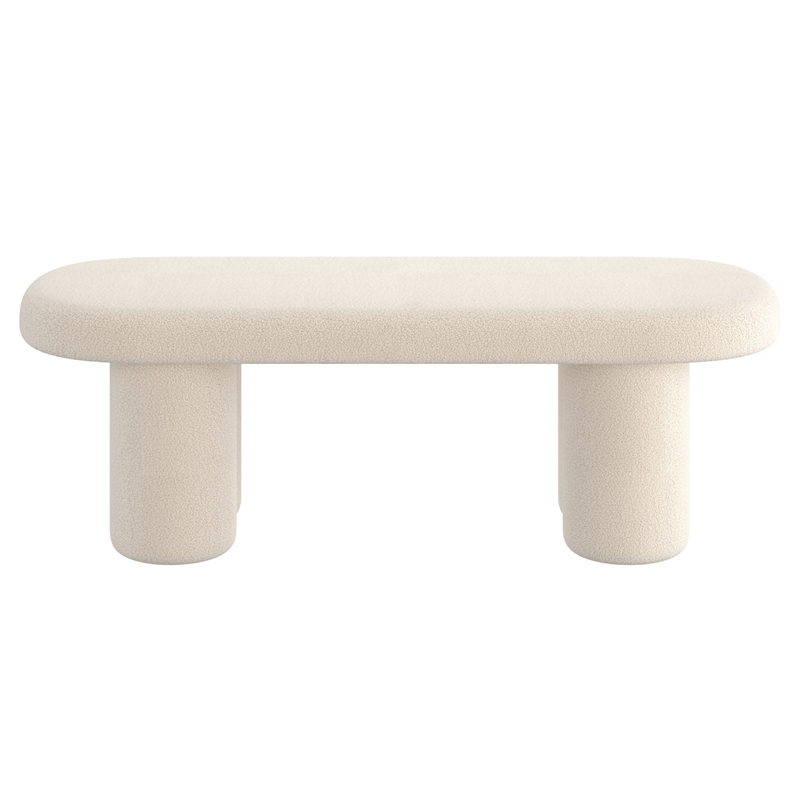 Inspire Modern Boucle Fabric Oval Bench Cream