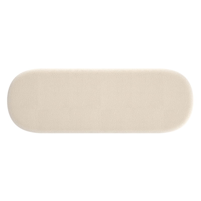 Inspire Modern Boucle Fabric Oval Bench Cream