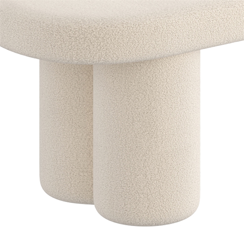 Inspire Modern Boucle Fabric Oval Bench Cream