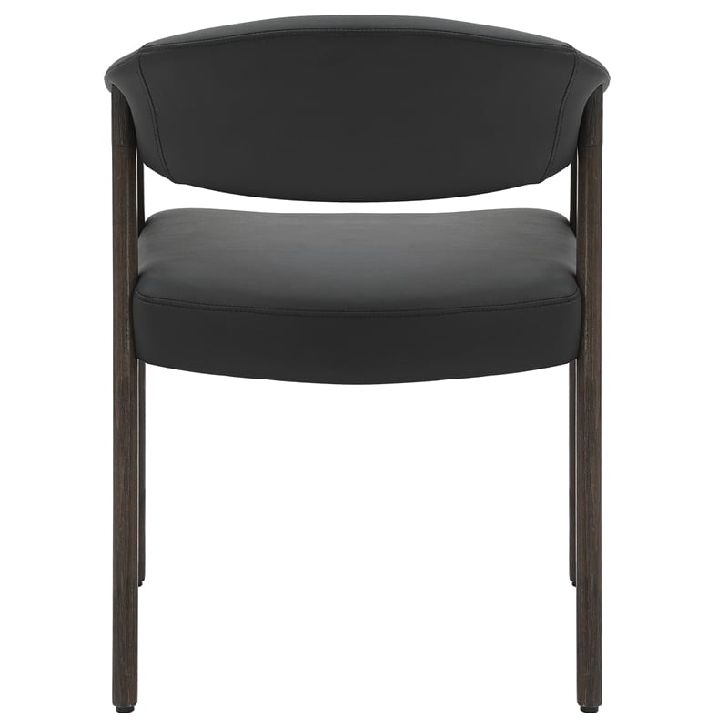 Inspire Modern Faux Leather & Wood Dining Chair in Black/Dark Walnut (Set of 2)