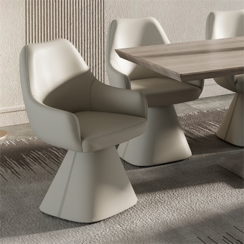 Inspire Contemporary Faux Leather Dining/Accent Chair with Swivel - Beige