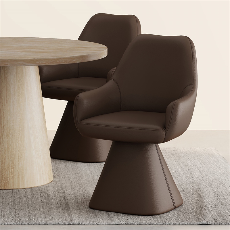 Inspire Contemporary Faux Leather Dining/Accent Chair with Swivel - Brown