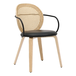 Inspire Modern Bentwood Faux Leather Dining Chair in Light Oak/Black (Set of 2)