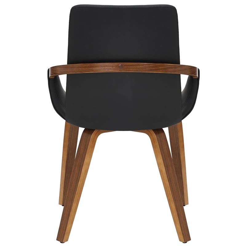 Inspire Modern Faux Leather Bentwood Dining Chair in Black/Dark Walnut(Set of 2)