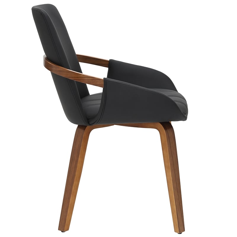 Inspire Modern Faux Leather Bentwood Dining Chair in Black/Dark Walnut(Set of 2)